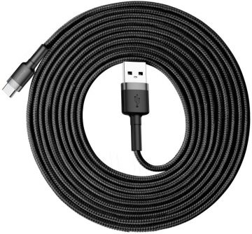 USB-A / USB-C kabelis Baseus Cafule CATKLF-UG1 300cm 3A QC 3.0 BLACK/GREY IN Nylon apvalkā