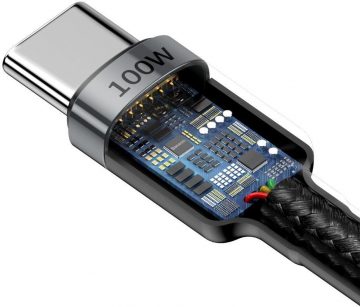 USB-C / USB-C КАБЕЛЬ Baseus Cafule CATKLF-ALG1 200 см 100 Вт 5 А PD 2.0 QC 3.0 ЧЕРНЫЙ/СЕРЫЙ В ЧЕХЛЕ