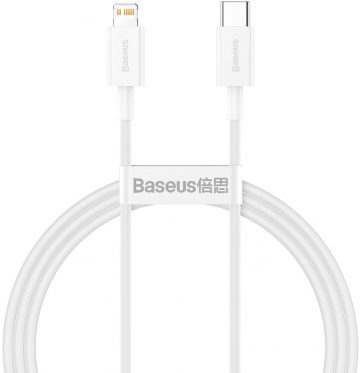 USB-C / Lightning iPhone laidas Baseus Superior CATLYS-A02 1m 20W PD greitas įkrovimas WHITE PREMIUM