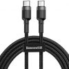 USB-C / USB-C CABLE Baseus Cafule CATKLF-HG1 200cm 60W 3A PD 2.0 QC 3.0 BLACK/GREY IN COVER