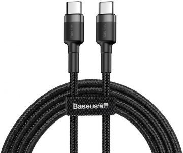 USB-C / USB-C CABLE Baseus Cafule CATKLF-HG1 200cm 60W 3A PD 2.0 QC 3.0 BLACK/GREY IN COVER