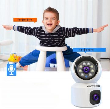 EasyCam IP PTZ kamera iekštelpām duālā WiFi Tuya 4MP (2MP + 2MP) EC-4PT2DL-FL