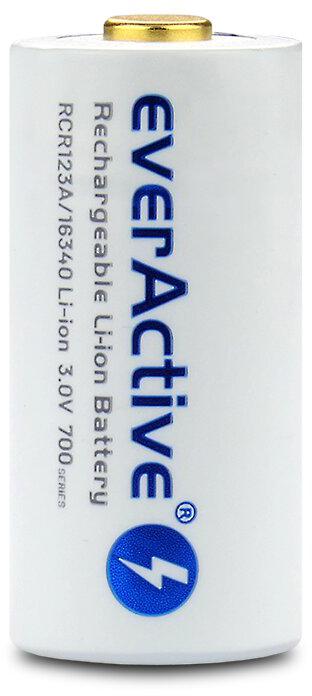 Uzlādējams akumulators 16340 / R-CR123 3V everActive 700mAh (1 gab.) ar drošības aizsardzību Uzlādējams akumulators 16340 / R-CR123 3V everActive 700mAh (1 gab.) ar drošības aizsardzību