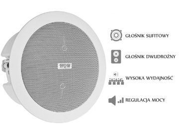 GRIESTU SKAĻRUNIS PA HQM-SOZ1024 10W 100V BALTS