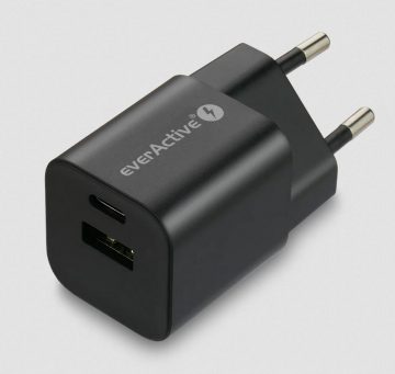Сетевое зарядное устройство everActive GaN SC-390QB 30 Вт 1xUSB-C 1xUSB-A PD PPS