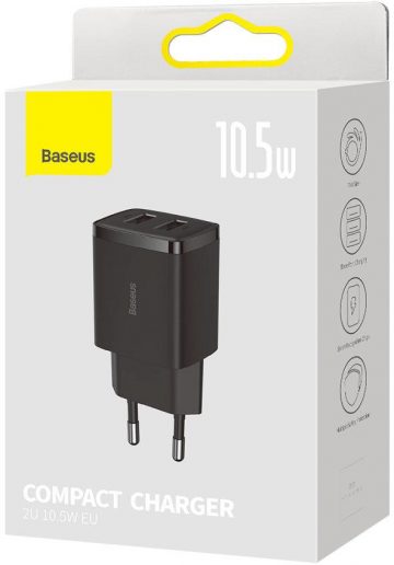 Компактное зарядное устройство Baseus CCXJ010201 10,5 Вт 2x USB-A ЧЕРНЫЙ