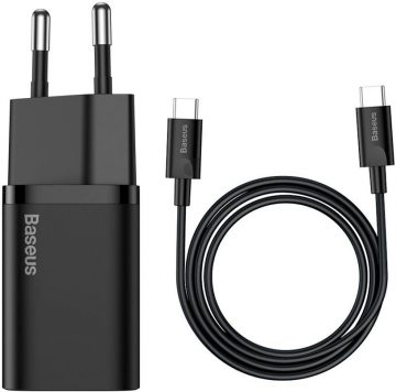 Baseus Super Si ātrais lādētājs 1C TZCCSUP-L01 25W 1x USB-C PD 3.0 QC 3.0 + KĀBEĻŠ