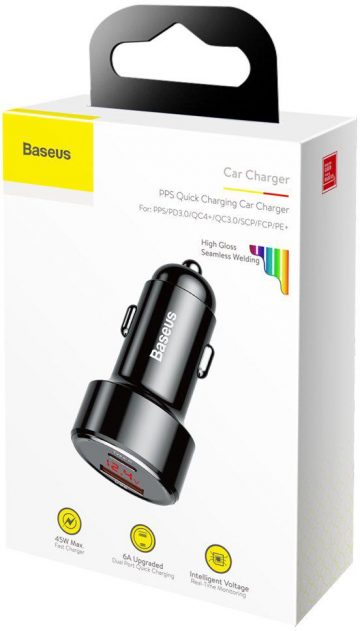 Автомобильное зарядное устройство Baseus Magic CCMLC20C-01 45 Вт 6 А 1x USB-A 1x USB-C QC 3.0