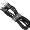USB-A / Lightning iPhone kabelis Baseus Cafule CALKLF-CG1 200cm Apple 1.5A BLACK/GREY KABELEJS