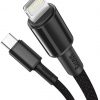Кабель USB-C/Lightning для iPhone Baseus Cafule CATLGD-A01, 2 м, 20 Вт, PD, быстрая зарядка, черный, с чехлом