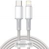 Кабель USB-C/Lightning для iPhone Baseus Cafule CATLGD-A02, 2 м, 20 Вт, PD, быстрая зарядка, белый, в чехле