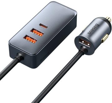 Автомобильное зарядное устройство Baseus Share Together 120 Вт 3 А 3x USB-A 1x USB-C PD 20 Вт QC 3.0 на кабеле