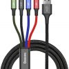 4in1 USB-A / valgustus iPhone 2x USB-C mikro-USB kaabel Baseus Cafule CA1T4-B01 1,2m 3,5A IN COVER