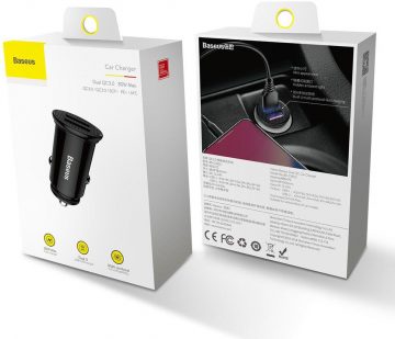 Автомобильное зарядное устройство Baseus Circular CCALL-YD01 30 Вт 5 А 2x USB-A QC 3.0