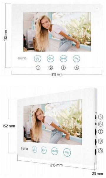 EURA VDP-90A3 DELTA VIDEOUKSETELEFON + valge TUYA monitor