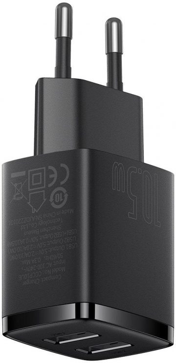 Компактное зарядное устройство Baseus CCXJ010201 10,5 Вт 2x USB-A ЧЕРНЫЙ