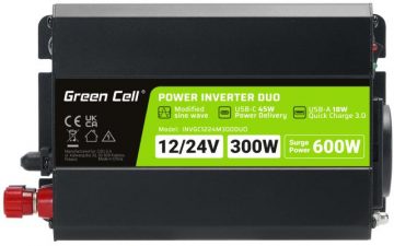 Green Cell DUO 12/24V INVERTER - 230V 300W/600W SINUSOIDA MODIFICĒTS INVERTERIS