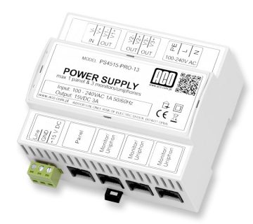 ACO PS45-15-PRO-13 DIN video barošanas avots 15V, 3AACO PS45-15-PRO-13 DIN video barošanas avots 15V, 3A