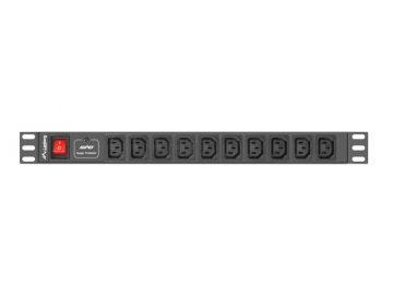PDU RACK barošanas avots 1U 10A 10X IEC C13 2M BLACK C14 Lanberg