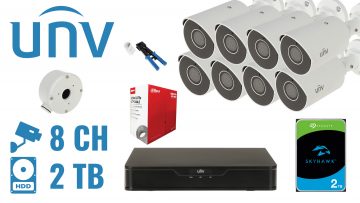 MONITORINGA KOMPLEKTS UNV-NVR08-8IPCB2 8 KAMERAS + DVR UNIVIEW