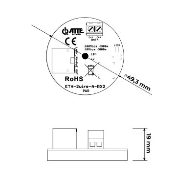 UTP / 2 LAIDŲ KEITIMO RINKINYS LAN+POE PERDAVIMUI ETH-2WIRE-A-SET2 RINKINYS 2 Vnt. ATTE