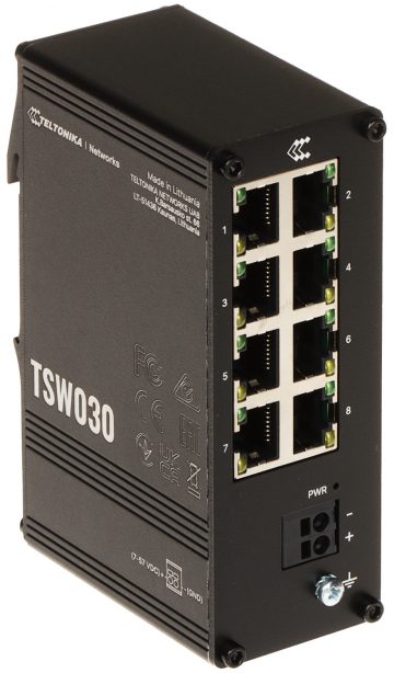INDUSTRIĀLAIS PĀRSLĒGS   TSW030 8-PORTU TeltonikaINDUSTRIĀLAIS PĀRSLĒGS   TSW030 8-PORTU Teltonika