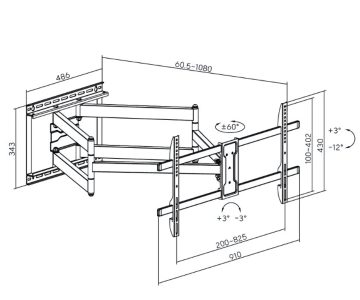 КРЕПЛЕНИЕ ДЛЯ ТЕЛЕВИЗОРА ИЛИ МОНИТОРА BRATECK-LPA84-486XL BRATECK