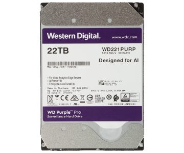 VDIGITĀLĀ VIDEOIERAKSTĪTĀJA DISKS HDD-WD221PURP 22TB 24/7 WESTERN DIGITAL