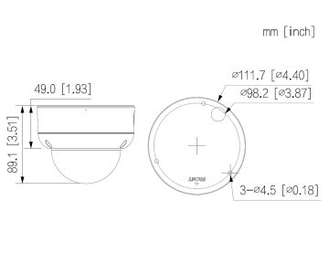 IP PRETVANDĀLISMA KAMERA IPC-HDBW3649E-AS-IL-0280B-BLACK WizSense Smart Dual Light - 6 Mpx 2.8 mm DAHUA