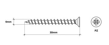 HARDENED SCREW WITH COUNTERSUNK HEAD KDH-40030 KLIMAS