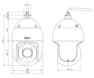 IP ĀTRUMA DOME KAMERA SD6CE445GB-HNR WizSense - 4 Mpx 3.95 ... 177.7 mm DAHUA