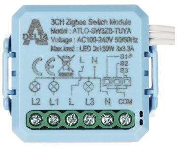 VIEDAIS PĀRSLĒGŠANAS SLĒDZIS ATLO-SW3ZB-TUYA ZigBee, Tuya Smart