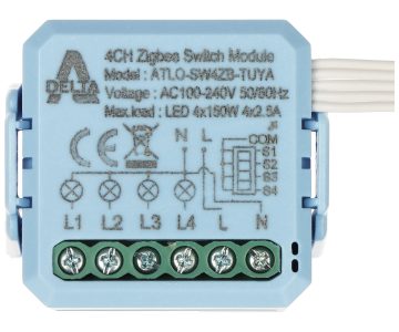 VIEDAIS PĀRSLĒGŠANAS SLĒDZIS ATLO-SW4ZB-TUYA ZigBee, Tuya Smart