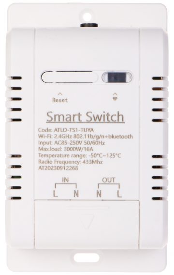 VIEDAIS PĀRSLĒGŠANAS SLĒDZIS AR TEMPERATŪRAS MĒRĪJUMU ATLO-TS1-TUYA Wi-Fi, Tuya Smart