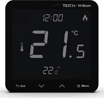Vadu telpas termostats, melns, R-S3 Tech kontrolieriVadu telpas termostats, melns, R-S3 Tech kontrolieri