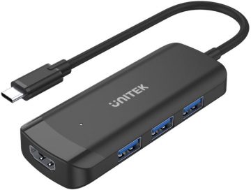 Unitek aktīvais USB-C centrmezgls 3*USB-A 3.1, HDMI 4K@30Hz
