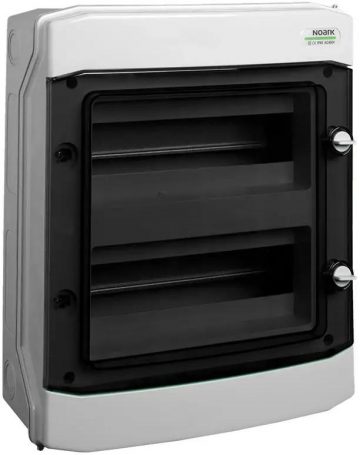 PLASTMASAS UZSTĀDĪŠANAS KORPUSS Virsmas montāža IP65, 2X12 moduļi. PHS 24T FB NOARK 110685PLASTMASAS UZSTĀDĪŠANAS KORPUSS Virsmas montāža IP65, 2X12 moduļi. PHS 24T FB NOARK 110685