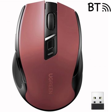 Ugreen MU006 bezvadu optiskā pele USB 2.4GHz / Bluetooth 5.0 4000 DPI - sarkanaUgreen MU006 bezvadu optiskā pele USB 2.4GHz / Bluetooth 5.0 4000 DPI - sarkana
