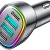Joyroom 70W automašīnas lādētājs ar 4 portiem: 2 x USB C, 2 x USB melns