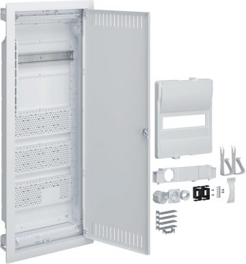Iebūvējama hibrīda sadales plate, 1 x 12 moduļi, 3x montāžas plāksne, 1x 230V kontaktligzda, HAGER Volta Hybrid VU601PLHIebūvējama hibrīda sadales plate, 1 x 12 moduļi, 3x montāžas plāksne, 1x 230V kontaktligzda, HAGER Volta Hybrid VU601PLH