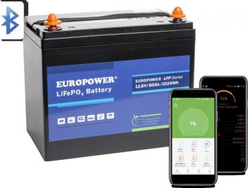 EUROPOWER LFP serijos LiFePO4 baterija 12.8V 80Ah Bluetooth