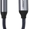 Ugreen austiņu adapteris 3,5 mm mini ligzdai uz USB C tipa austiņu adapteri, 10 cm, pelēks