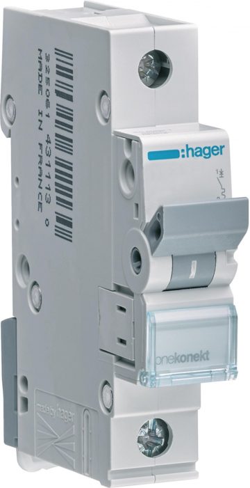 Automātiskais slēdzis 6kA, B, 25A, 1P, B25 Hager MBN125EAutomātiskais slēdzis 6kA, B, 25A, 1P, B25 Hager MBN125E