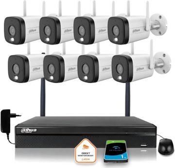 Dahua IP uzraudzības komplekts 8 WI-FI kameras 5MPx aktīva atbaidīšana LED IR līdz 30mDahua IP uzraudzības komplekts 8 WI-FI kameras 5MPx aktīva atbaidīšana LED IR līdz 30m
