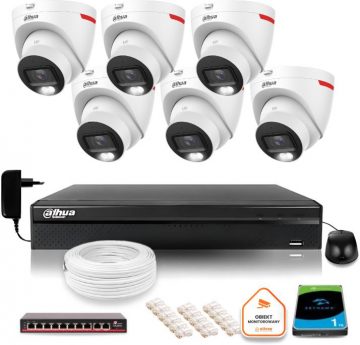 DAHUA IP monitoringa komplekts 6 WizColor 2K 30m āra kamerasDAHUA IP monitoringa komplekts 6 WizColor 2K 30m āra kameras