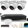 Dahua IP novērošanas komplekts 8mpx 4K 3 kameras IPC-HDW2849TM-S-IL ar 1TB disku