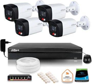 Комплект уличного видеонаблюдения Dahua IP 2MPx 4 смарт-камеры с двойной ИК-подсветкой и дальностью 30 м Комплект уличного видеонаблюдения Dahua IP 2MPx 4 смарт-камеры с двойной ИК-подсветкой и дальностью 30 м