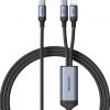 2in1 Lightning / 2x USB-C kabelis Joyroom Speedy SA21-1T2 150cm 100W Pinums Melns