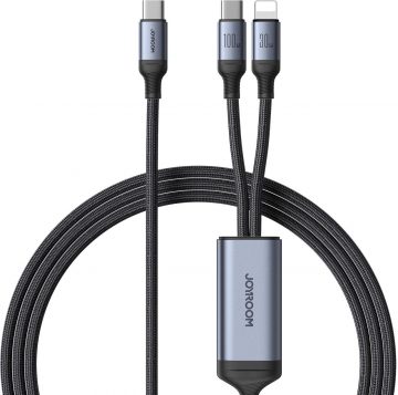 2in1 Lightning / 2x USB-C kabelis Joyroom Speedy SA21-1T2 150cm 100W Pinums Melns2in1 Lightning / 2x USB-C kabelis Joyroom Speedy SA21-1T2 150cm 100W Pinums Melns