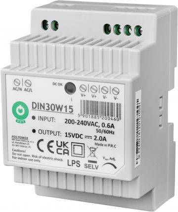 POS barošanas bloks DIN30W15 POS barošanas bloks DIN30W15